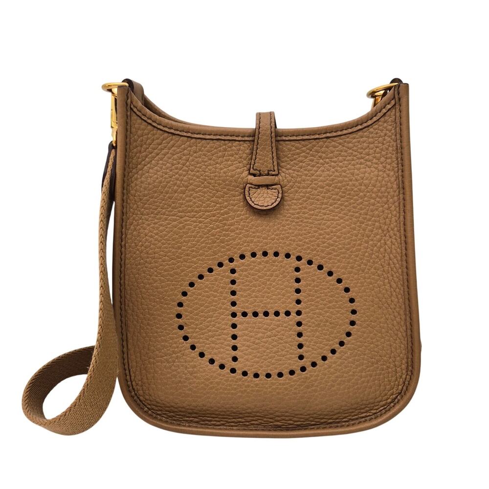Hermes Evelyne Tpm Clemence Leather Cross Body Bag Tabac Camel Brown